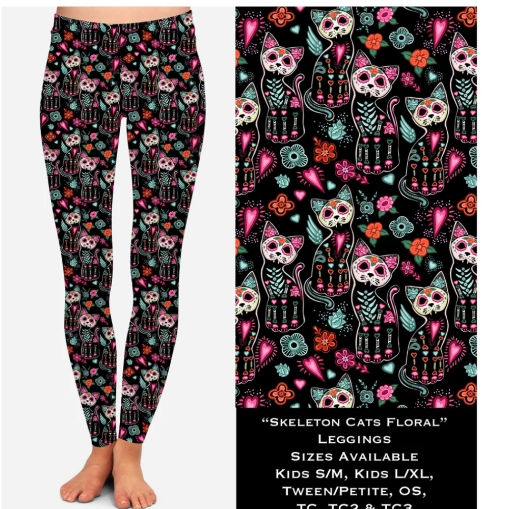 Tween Skeleton Cats Leggings